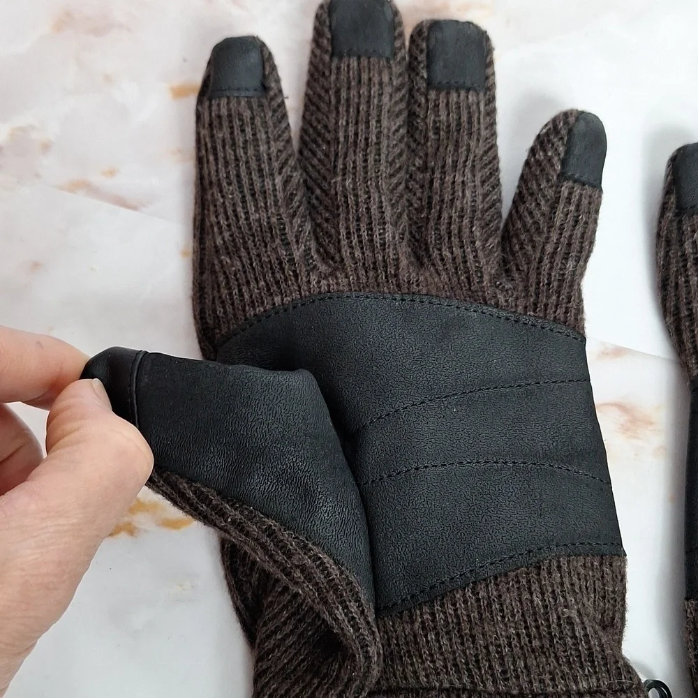 Timberland Wool Gloves Brown Knit Ribbed